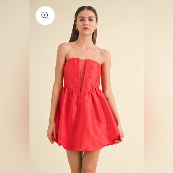 Klesis Fit and Flare Strapless Red Mini Dress size Large New With Tags Attached - Picture 7 of 7